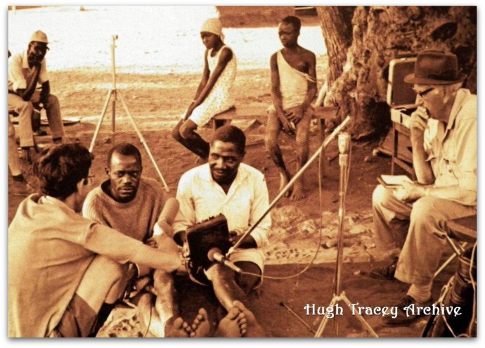 Hugh Tracey and Andrew Tracey recording Hera Mbira players in Mozambique.jpg